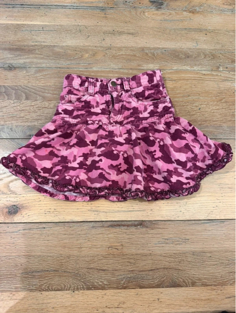 Y2K The Children's Place Pink Camouflage Corduroy Ruffled Skirt Size 4T